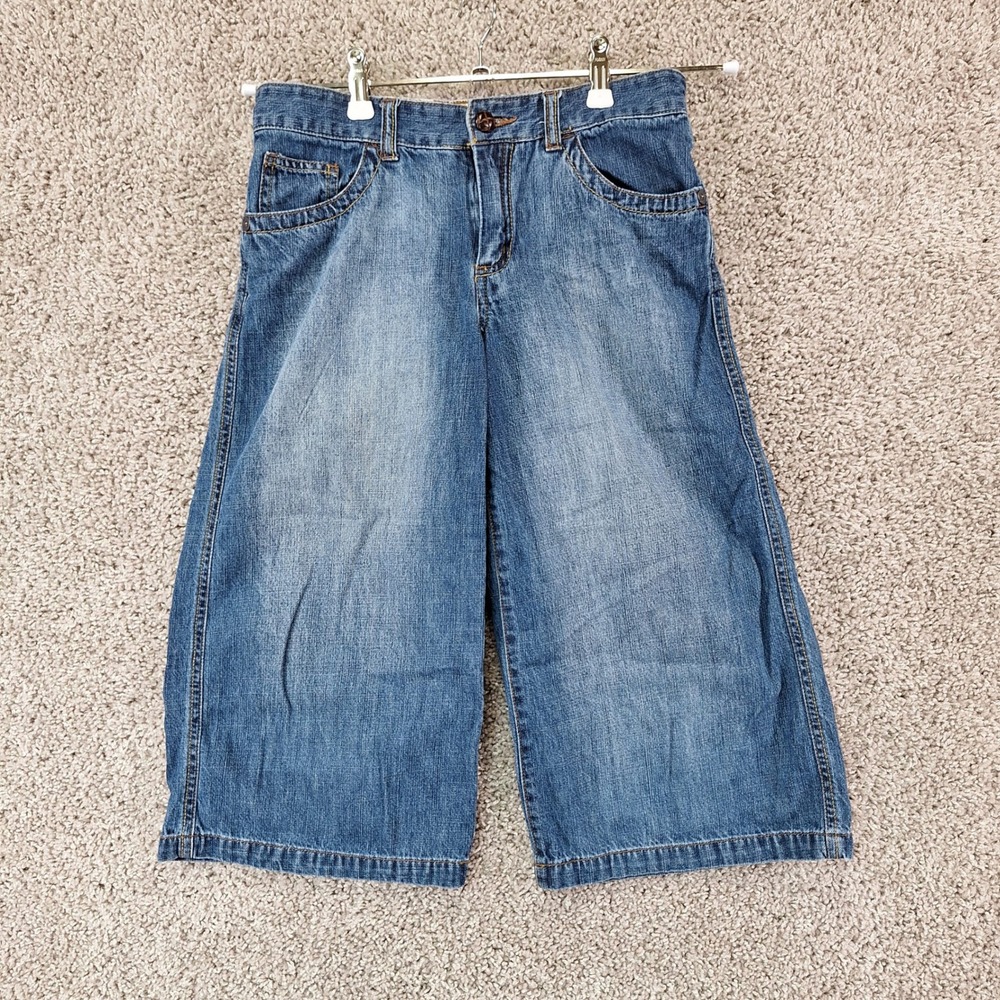 Mossimo Jeans Girls 14 (Fits 28x17) Medium Wash Wide Leg Crop Cotton Y2K Boho